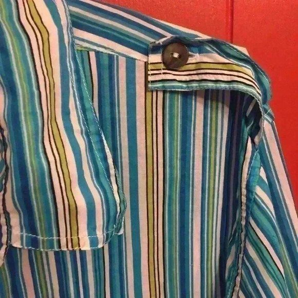 Chico’s striped 3/4 sleeve button down shirt women’s - Picture 2 of 5